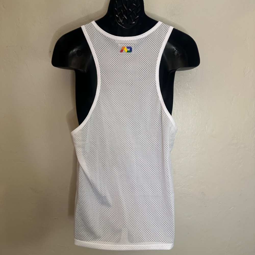 Addicted Mesh Rainbow Logo Tank Top Gently worn 100% polyester - Picture 6 of 10